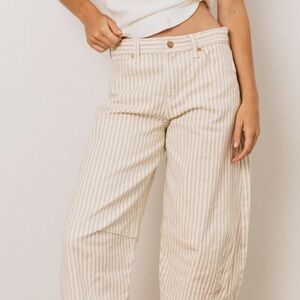 Bohme Allison Striped Barrel Jeans in Tan